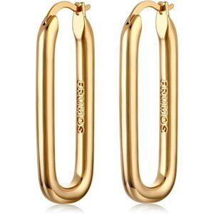 Chunky gold hoop earrings for women 18k gold plated thick hoop earrings set